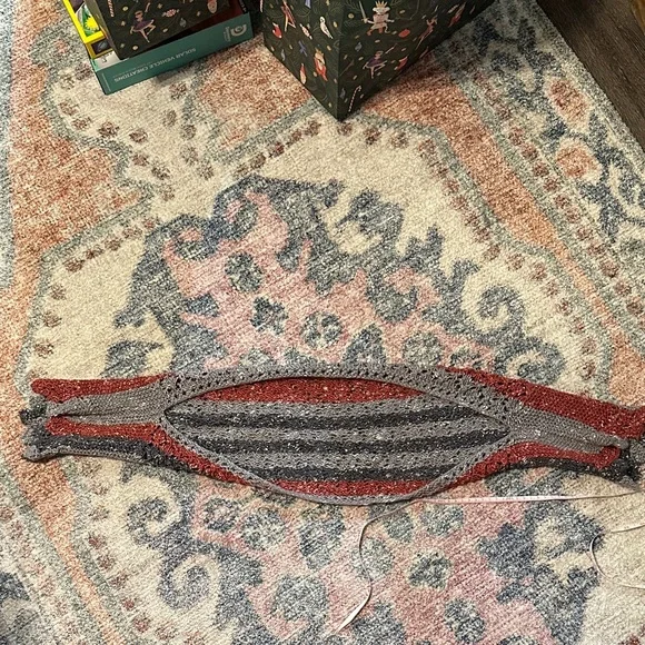 Stylish Red and Gray Alpaca Wool Blend Knit  Women's Shrug - Picture 6 of 10